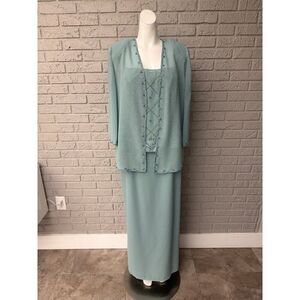 Karen Miller Women Beaded Mother of the Bride Dress Jacket 2 Piece Set Size 16